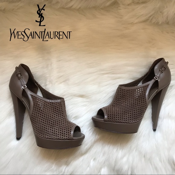 Yves Saint Laurent Shoes - Authentic YSL Aliama Perforated Open Toe Pumps